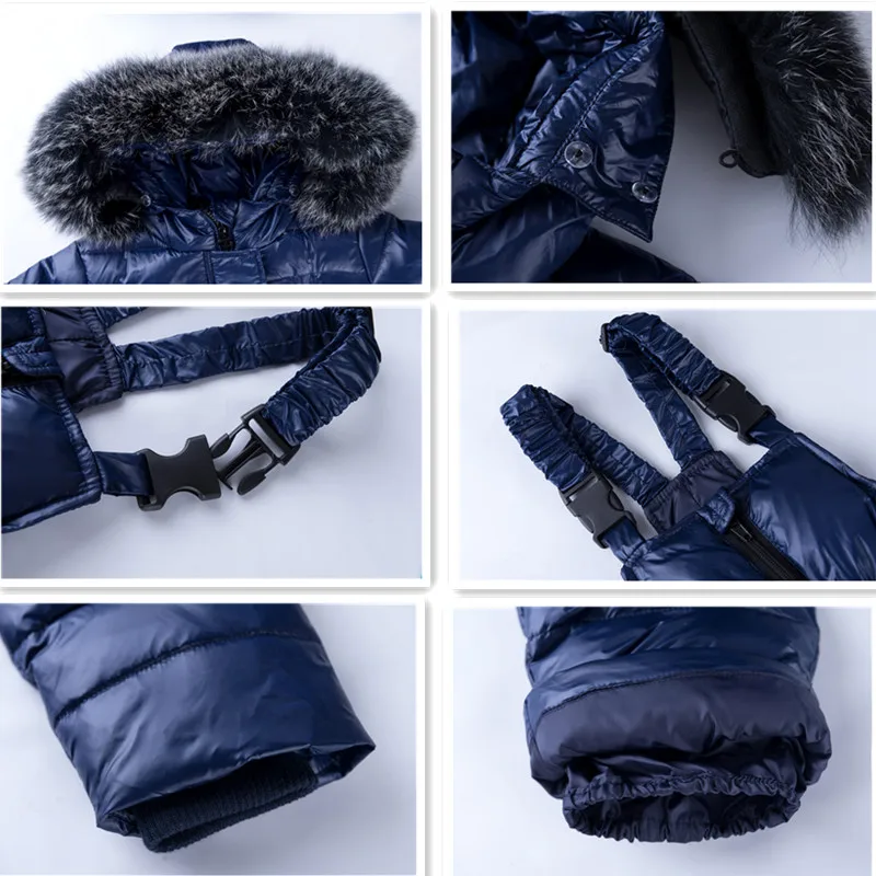 1-6 Years Children Boy Down Jacket Suit Winter Girl Clothing Sets Hooded Jacket+ Pants Warm Fur Hooded Coat 2 Pieces Set