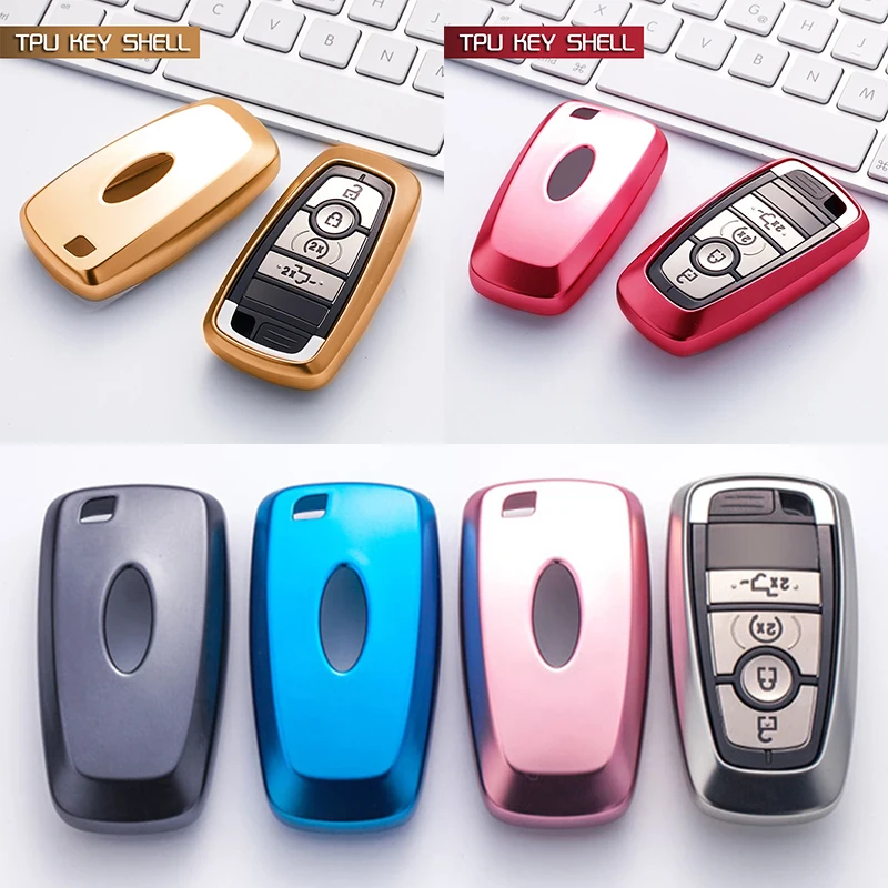

The TPU Car Key Cover Case For Ford Mondeo 2017 MKC MKX MKZ Lincoln Focus Edge Kuga Eco Sport 3 4 Button Auto Keys Accessories
