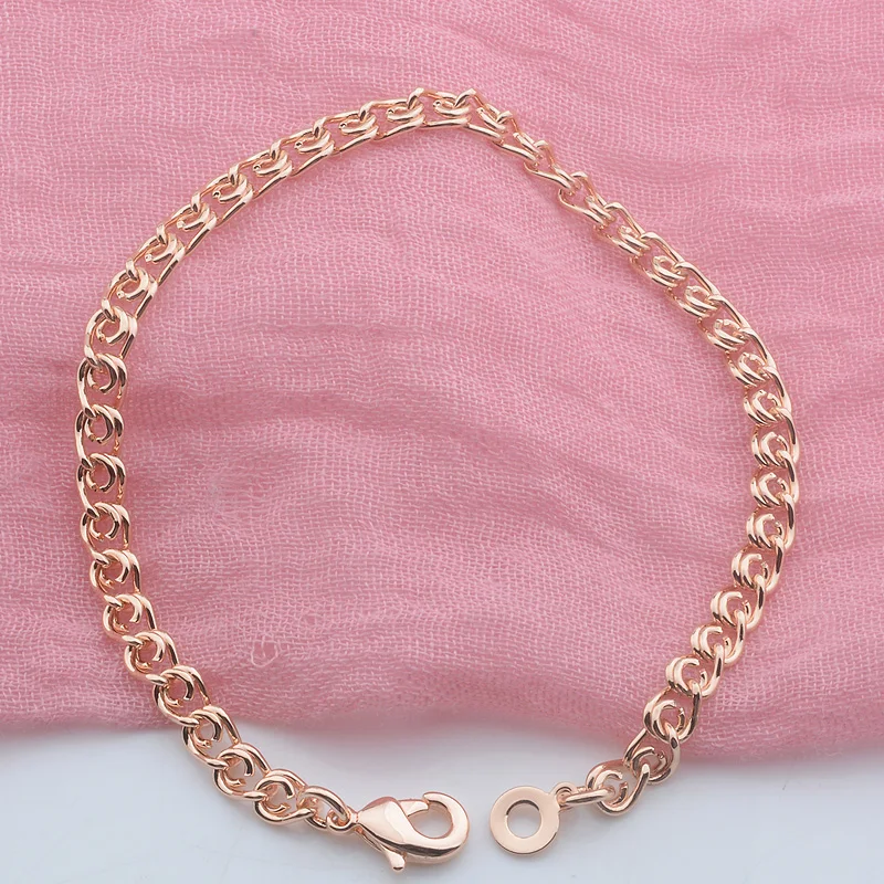 Women's Classic Rose Gold Curb Chain Bracelet