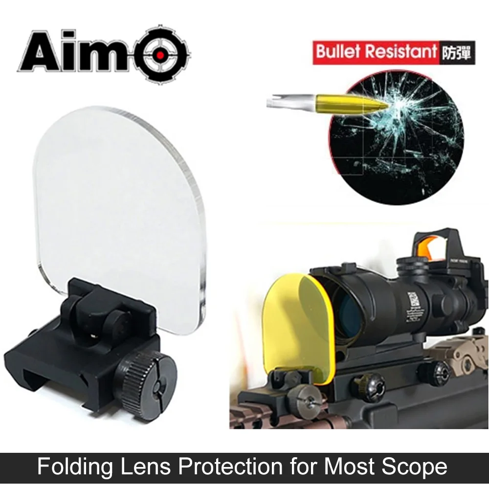 

5pcs AIM-O Airsoft Riflescopes Lens Protector Bulletproof Red Green Dot Sight Tactical Scopes Glass(Folding Cover w/2 Spare lens