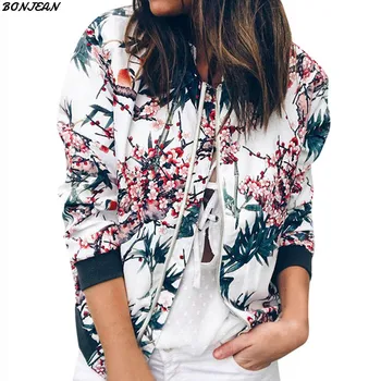 

2020 Spring Women Coat Loose Vintage Chinese Printed Jacket Kawaii Fashion New Long Sleeve White Baseball Jackets Plus Size Coat