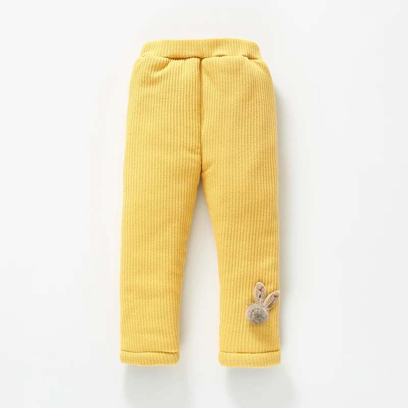 Детские леггинсы для девочек хлопок утолщаются плюс бархат теплый мальчик брюки Новорожденные Девочки Малыши брюки зимние детские штаны - Цвет: yellow