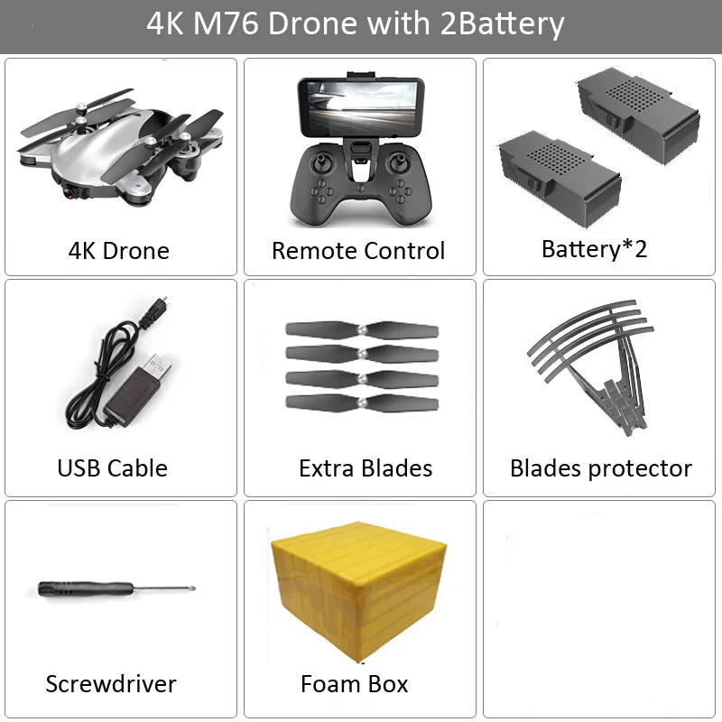M76 4K 2B FB LAUMOX M76 Радиоуправляемый Дрон с 4K 1080P HD двойной камерой оптический поток WiFi FPV Профессиональный селфи Дрон складной Квадрокоптер вертолет - Цвет: M76 4K 2B FB