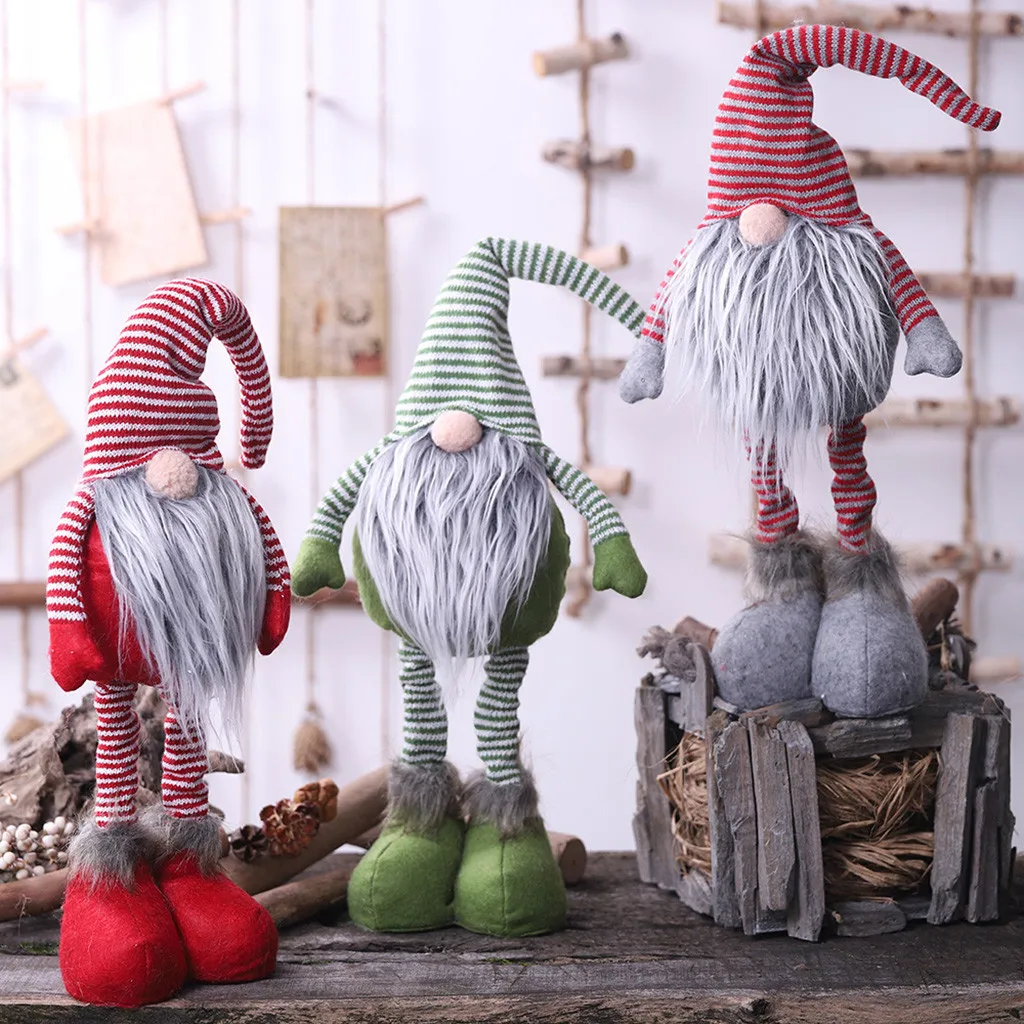 Рождественские украшения для дома Gnome Рождественское украшение полосатая шляпа висячая ножка без лица Кукольное украшение комнаты Рождество navidad# R5