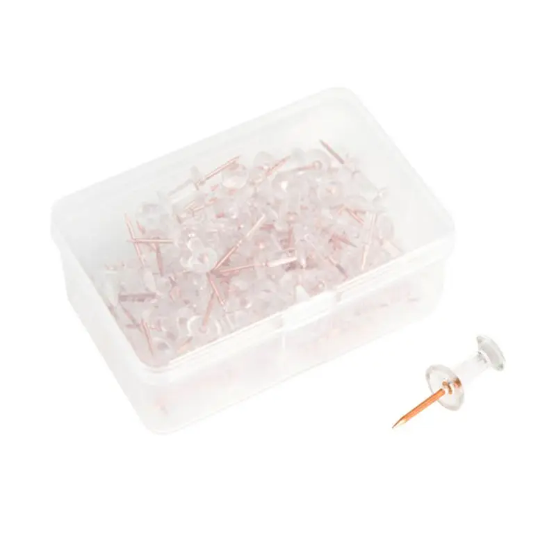 

100pcs/set Transparent Rose Gold Push Pins Thumb Thumbtack Board Pins Drawing Photo Wall Studs Office School Supplies