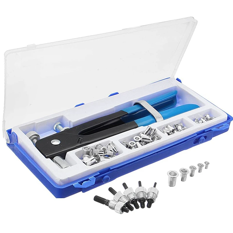 

Hot Sale 106Pcs M3-M8 Blind Rivet Nuts Threaded Insert And Rivet Tool Riveter With Rivnut Nutsert Riveting Kit Tool