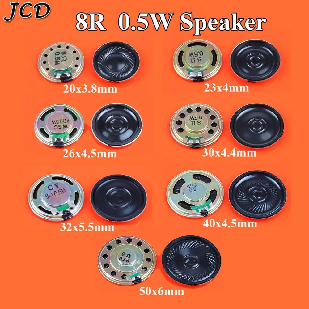 

JCD 0.5W 0.5Watt 8 Ohms 8R 8Ohm mini Round Speaker Doorbell Speaker diameter 20MM to 50MM Assortment Kits