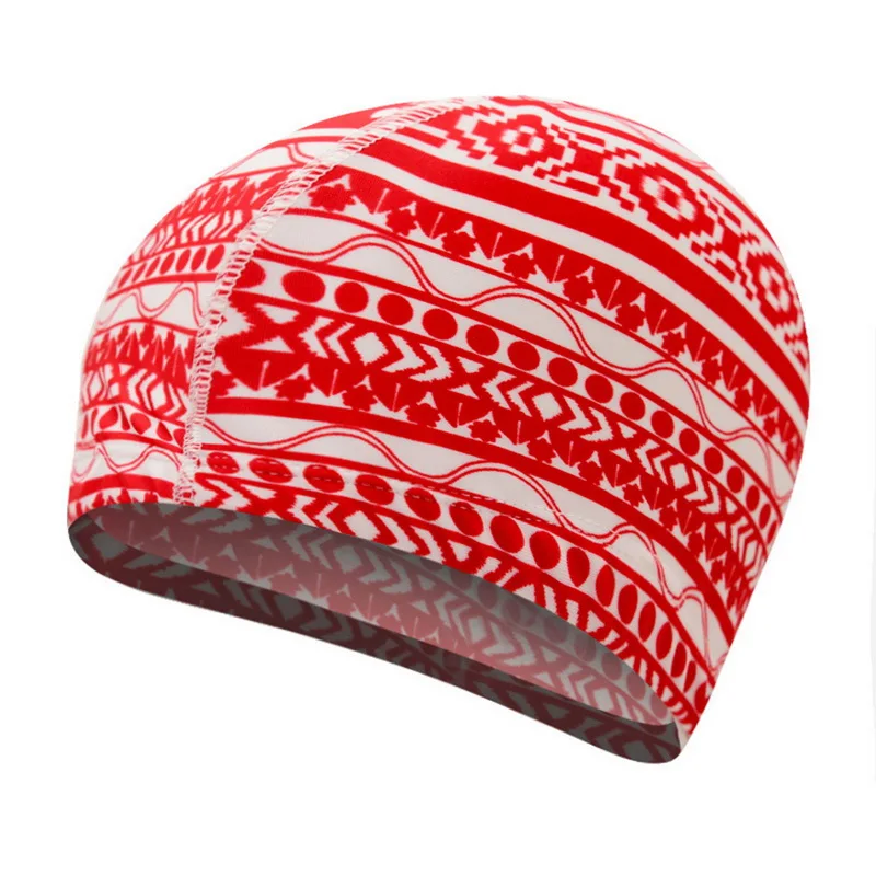 Sfit Fashion Elastic Waterproof PU Fabric Protect Ears Long Hair Sports Swim Pool Hat Swimming Cap Size For Men & Women Adults