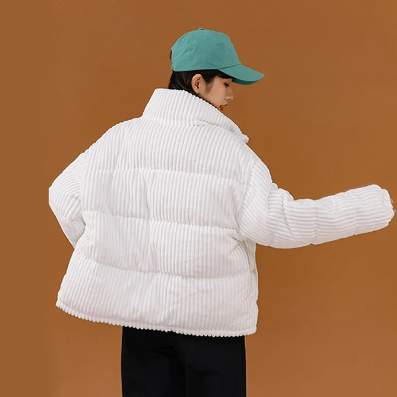Women's Winter Jacket Fashion Short Style to Overcome Warmth Corduroy Cotton Jacket New Simple Down Cotton Loose Casual Jacket