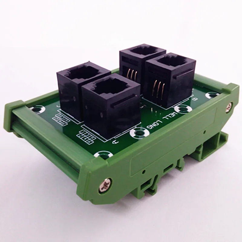 RJ11/RJ12 6P6C Джек 4-полосная DIN рейка крепление Интерфейс модуль, клеммный блок, разъем