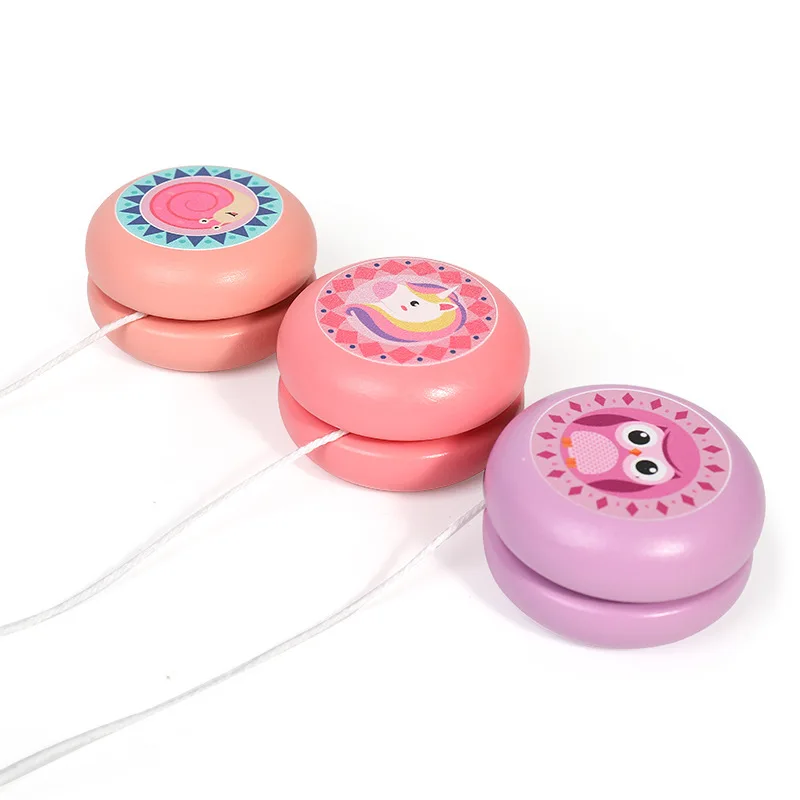 Bola de Yoyo de animales de madera para niños, juguete de Yoyo con