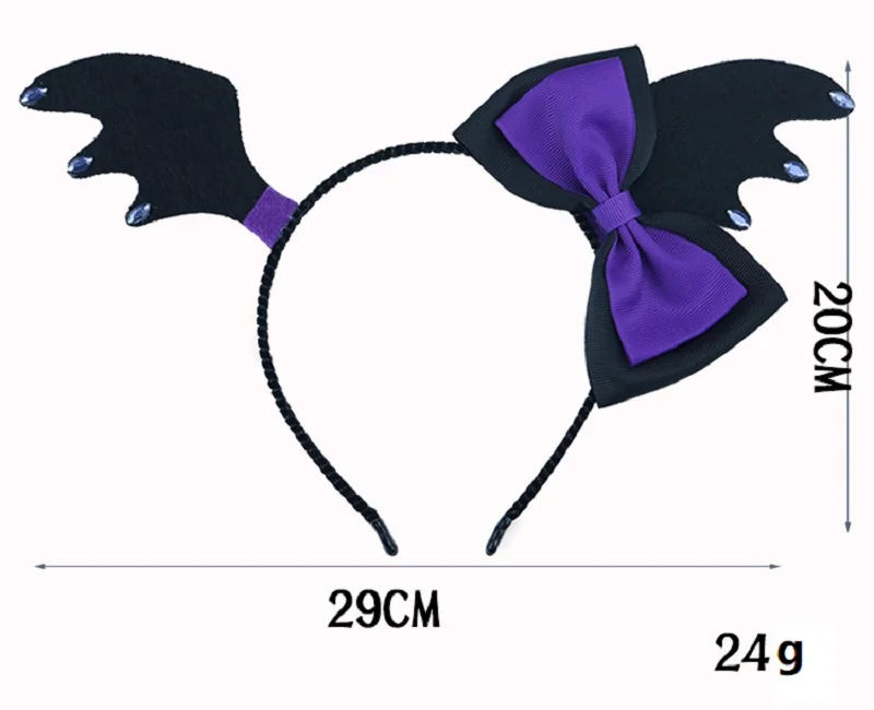 Black Pokemon Evil Horn Halloween Headbands Bat Crystal Fairy Hairbands Cosplay Bowknot Party Hair Accessories for Girls