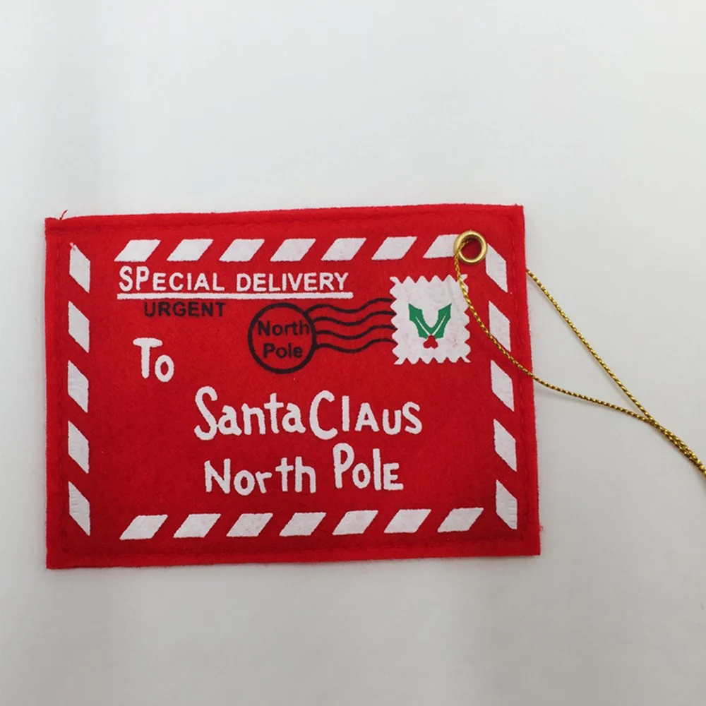 10pcs Letter Candy Bag To Santa Claus Felt Envelope Embroidery Christmas Decoration Ornament Kids Gifts Christmas Card Holder