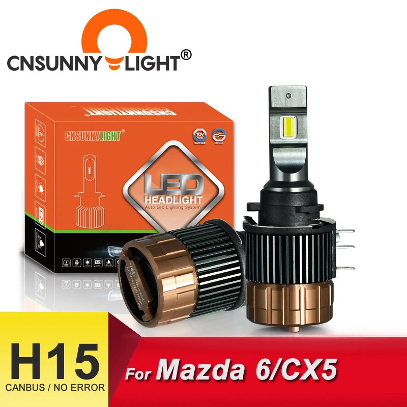CNSUNNYLIGHT без ошибок светодиодный фары для автомобиля H15 лампы 15000Lm 5700K белый Canbus Plug
