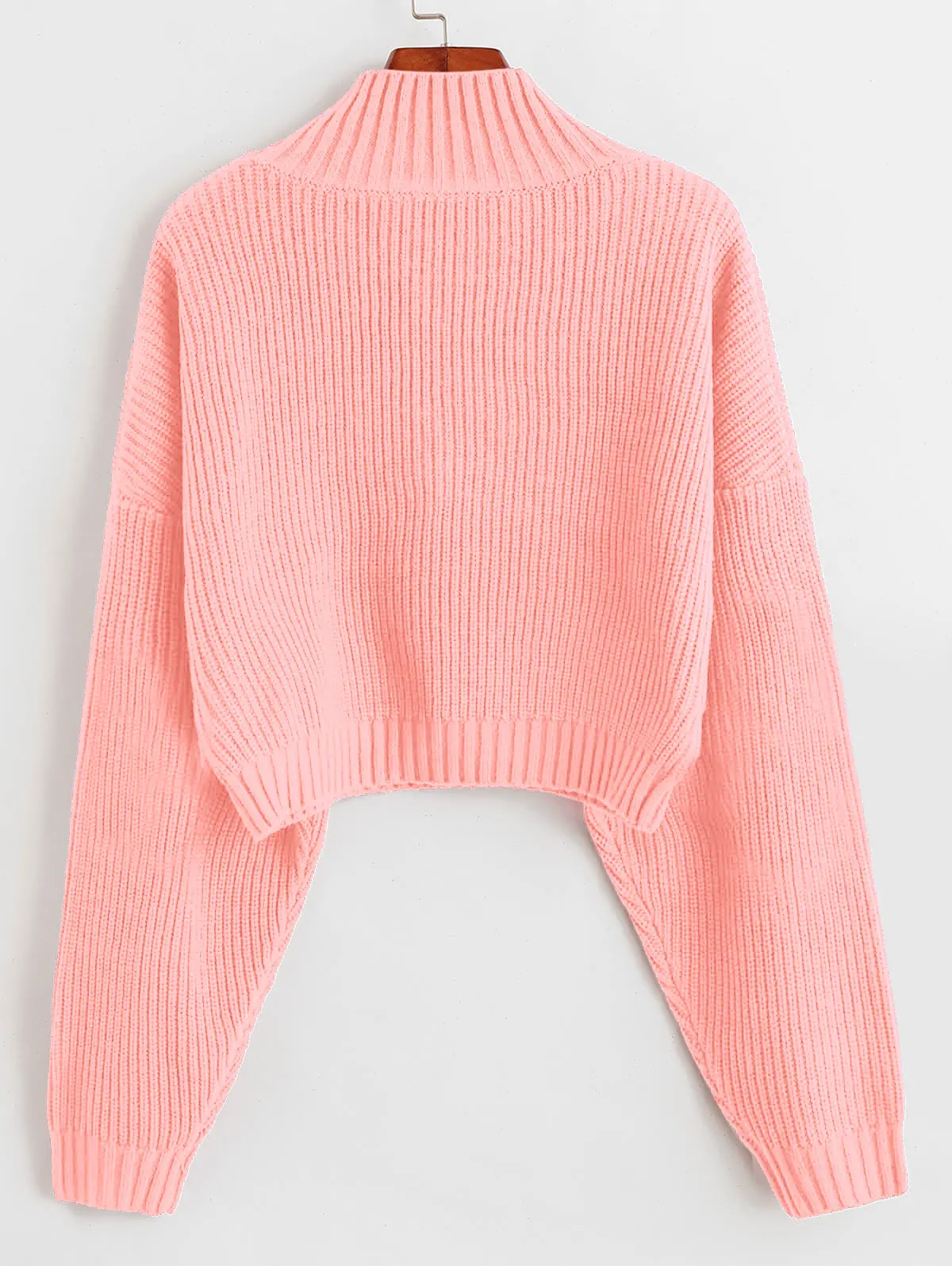 ZAFUL простой свитер с заниженным плечом и высоким воротником, короткий эластичный Однотонный свитер, осенне-зимний теплый Женский Повседневный пуловер