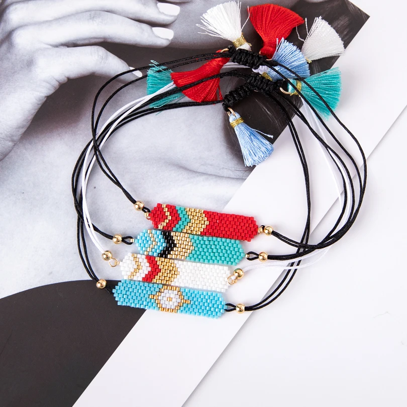 G. YCX Ручной работы синий Miyuki бисер тканый браслет богемный бисер дружба браслет веревка для пары кисточкой ювелирные изделия