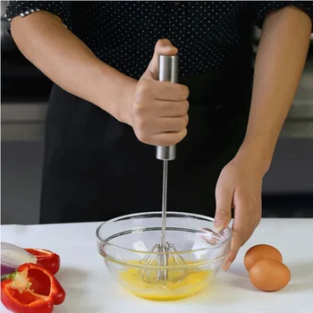 

Semi-automatic Mixer Egg Beater Manual Self Turning Stainless Steel Whisk Hand Blender Egg Cream Stirring Kitchen Tools Hot Sale