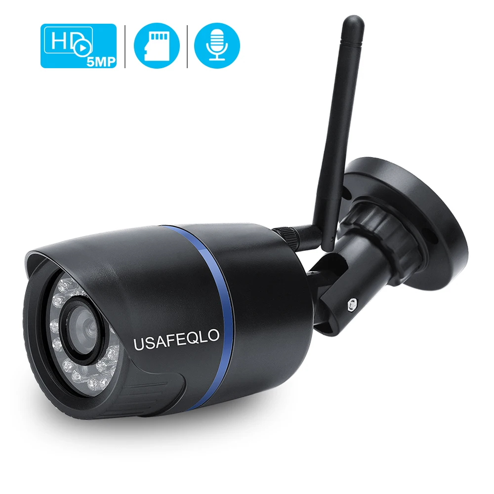 

HD 5MP WIFI Wireless IP Camera 1080P Outdoor TF Card Slot Surveillance Waterproof P2P Onvif CCTV WI-FI Camera IR 20m APP Audio