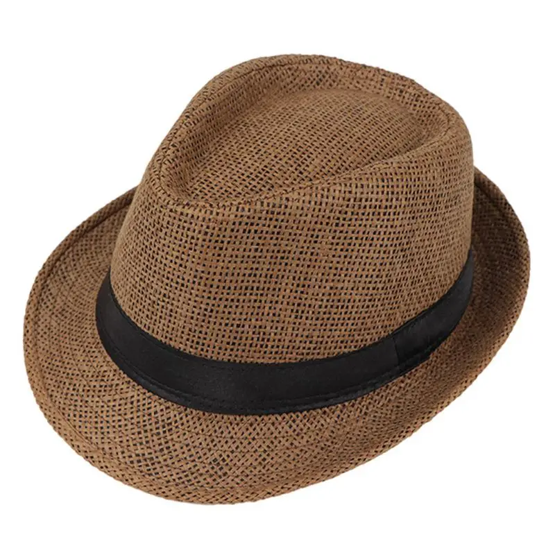 Детская летняя пляжная соломенная шляпа, джаз, Панама, шляпа Федора, Гангстерская Кепка, уличные дышащие шляпы для девочек и мальчиков, Солнцезащитная шляпа LX9E - Цвет: G
