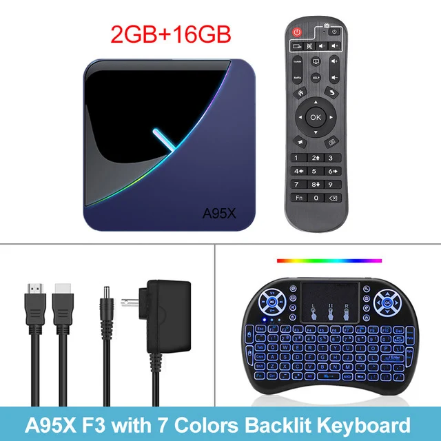 2G 16G i8 backlit Новейший A95X F3 RGB светильник Android9.0 Смарт ТВ приставка Amlogic S905X3 4 Гб 64 Гб ТВ приставка Netflix Youtube Plex 8K медиасервер телеприставка - Цвет: 2G 16G i8 backlit