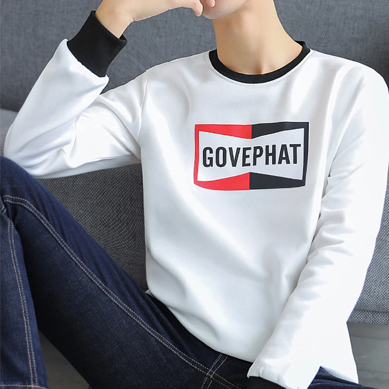 Letter Print slim Oversized 2019 Autumn Winter thin men T shirt long Sleeve plus size Korean style minimalist student clothes Letter Print slim Oversized 2019 Autumn Winter thin men T shirt long Sleeve plus size Korean style minimalist student clothes