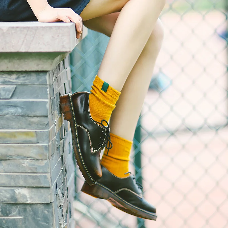 Карамельные цвета, винтажные хлопковые забавные полосатые гольфы, женские теплые милые носки, корейские Дышащие носки, модная уличная одежда