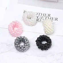 Новые корейские резинки для волос с перламутровыми резинками для женщин и девочек резинка-пружинка для волос Элегантные волосы аксессуары для укладки