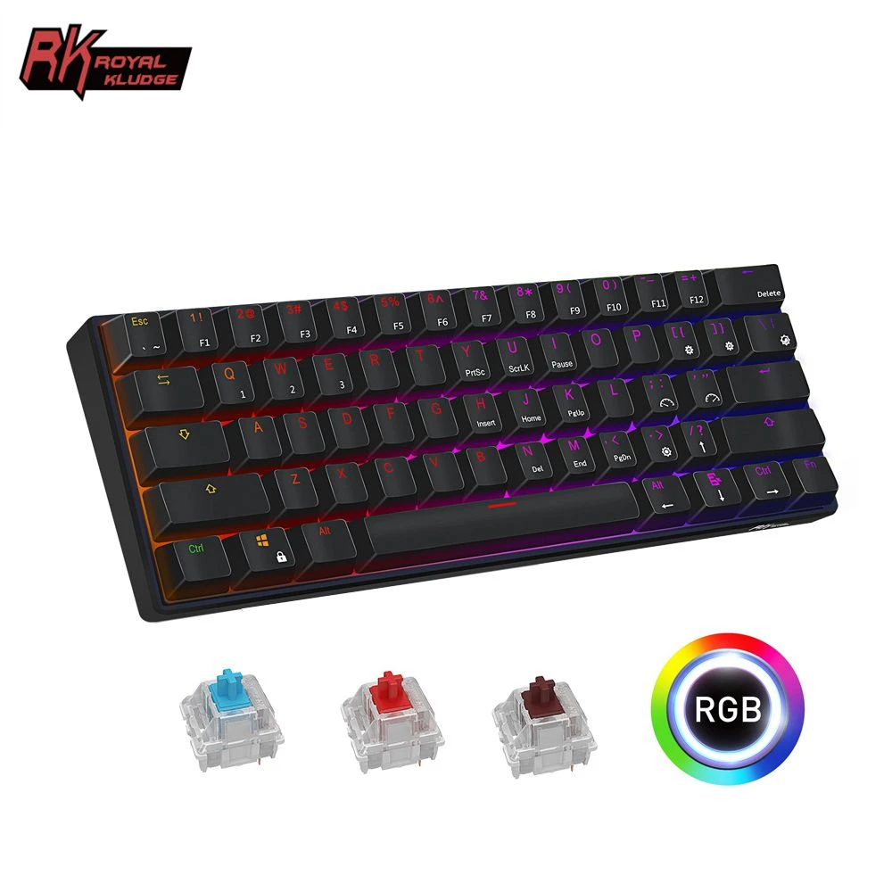 RK61 Tri-Mode Version Wireless Mechanical Keyboard 2.4G Bluetooth USB Wired Gaming Keyboard 61 Keys Hot Swappable RGB Backlight mini keyboard pc