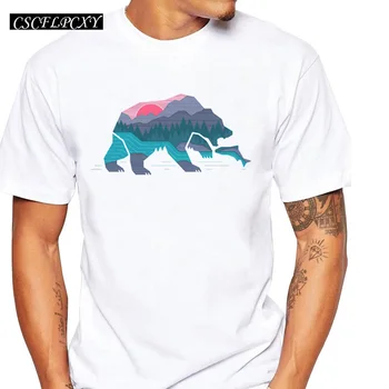 

2019 Newest Fashion Bear Country Design Men t-shirt Summer Short Sleeve Casual Tops Hipster Tee Shirts