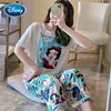 Mickey Pajamas Women's Short Sleeve Cropped Pants Disney Summer Snow White Comic Print Fashion Student Home Service Suit 5