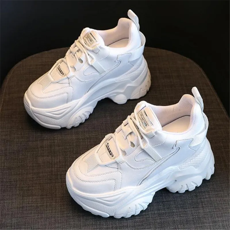 Chunky Sneakers Women Spring Thick Bottom Daddy Shoes Round Toe