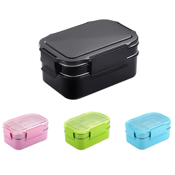 

Stainless Steel Lunch Box For Kid New Two-layers Bento Box For Student Food Container With Tableware Lunch Bag Kitchen