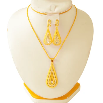 

Caluven Dubai Jewelry sets for women,necklace with rhinestones african fashion Jewelry,Ethiopian,Habasha ,Nigerian Wedding Gift