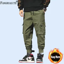 Зимние толстые Для Мужчин's Повседневное Штаны Высокое качество хлопок толстые теплые свободные впитывает пот и Штаны мульти-карман подростковые модные брюки карго Штаны Для мужчин