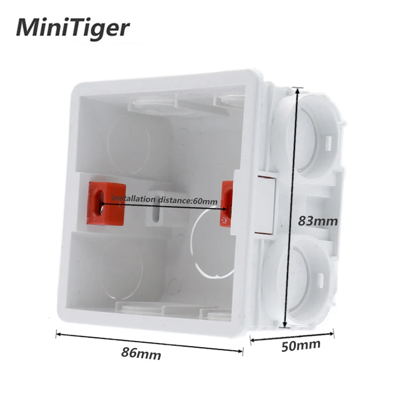 Minitiger Белая настенная пластиковая панель 1 банда розетка заземленная, 16А стандарт ЕС Электрический двойной выход 86 мм* 86 мм - Тип: 1 Pcs Mount Box