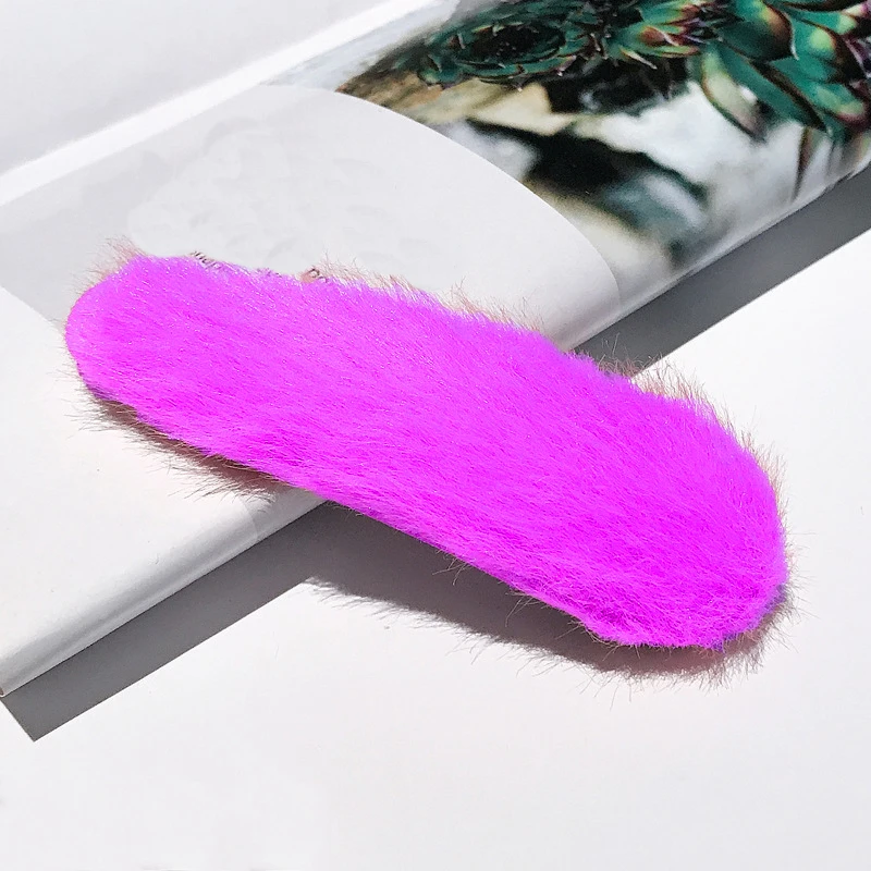 36-Purple 1 шт. искусственный мех капли квадратные заколки для волос шпильки с плюшевыми шариками осень зима мягкие однотонные заколки аксессуары для волос Зажимы для челки - Цвет: 36-Purple