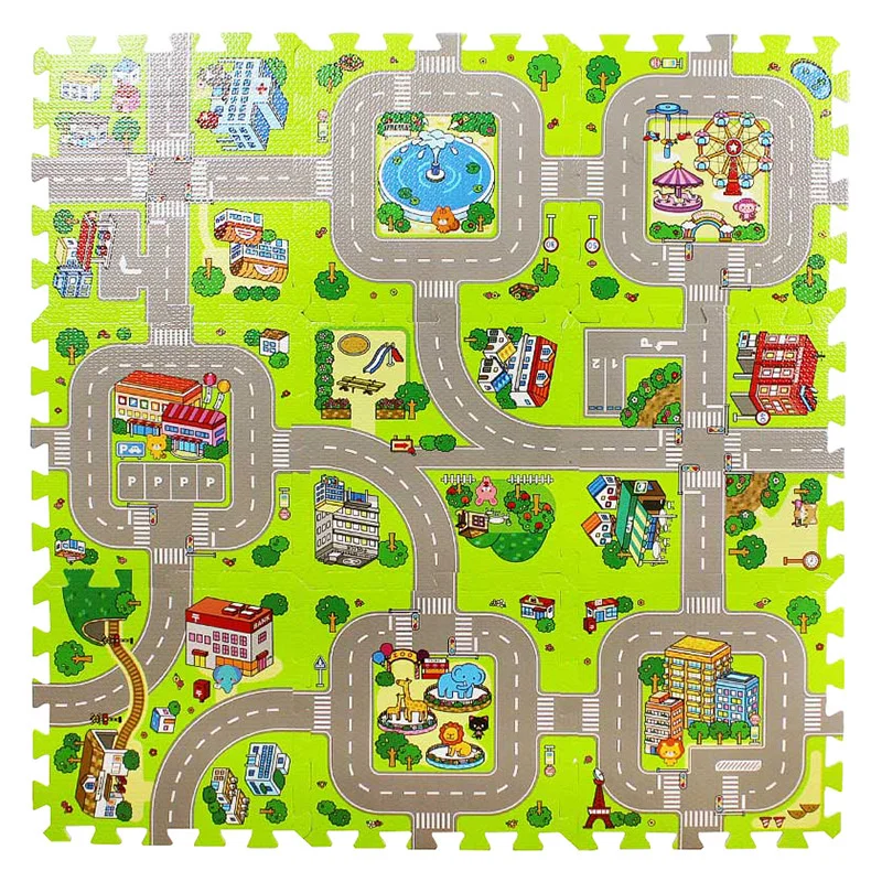 foam play mat 9pcs/Set Kids Carpet Playmat City Life Children's Educational Toys Road Traffic System Baby Play Mat EVA Kids Foam Puzzle Carpet