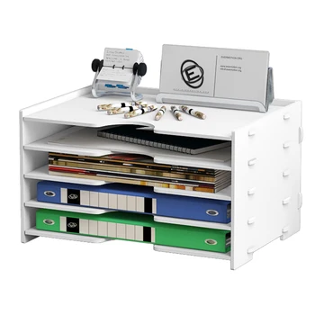 

Hot 4 Tiers Office File Organizer Desktop Storage Shelf Bookshelf Magazine File Organizer Holder Desktop Storage Rack Save Space