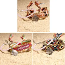 Красочные Плетеные браслеты дружбы ножные браслеты ручной работы Бохо тканые модные ювелирные изделия