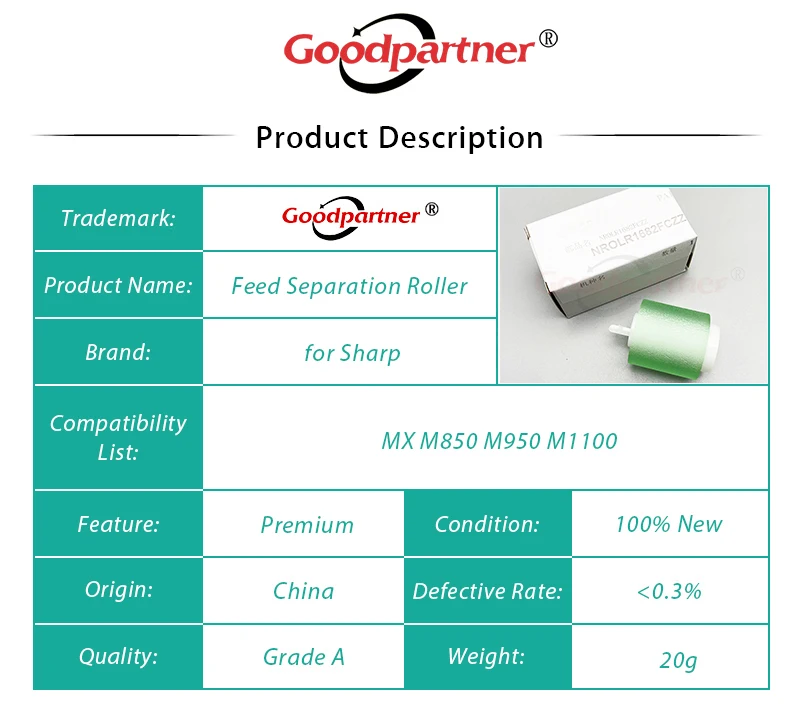Pickup Roller para Sharp mx M850 M950 M1100 M654 M754 M6508 M7508 M654n M754n 10x Nrolr1682fczz - Imagem 4