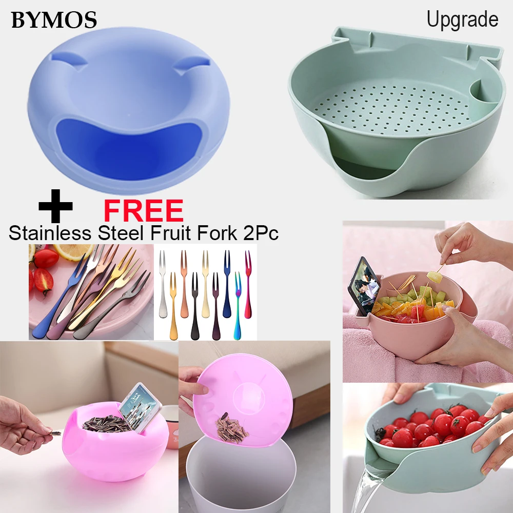 

Creative Bowl Dish Double Layer Dry Fruit Snacks Seeds Containers Phone Garbage Holder Plastic Storage Box Jewlry Organizer