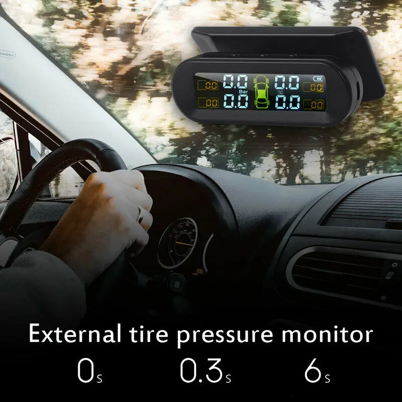 USB+ Солнечная Беспроводная система контроля давления в шинах TPMS с 4 внешними датчиками