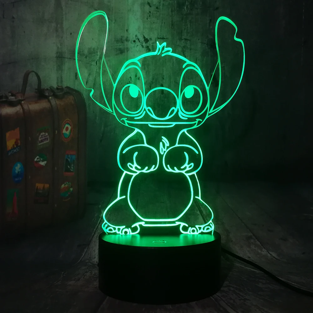 Новинка, 4 варианта дизайна, милые Прошитые Alien с принтом в виде собаки, 3D светодиодный Ночной светильник 7 цветов для сна настольная лампа домашний декор праздник для детей Рождественский подарок
