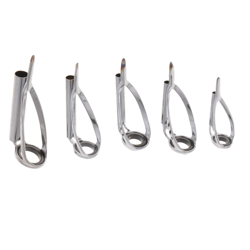 5pcs Fishing Rod Guides Ring Set SIC Ring Spinning Rod Tip Top Guides 4-6mm
