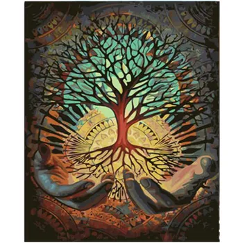 

RIHE Green Tree Hands DIY Painting By Numbers Kit For Kids, Wall Art Picture, Acrylic Paint, Canvas Painting Home Decor 40x50cm