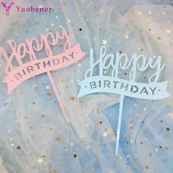 

Blue/Pink Acrylic Happy Birthday Cake Topper First Birthday Party Decoration Kids Baby Boy Girl My 1st One Year Table Supplies