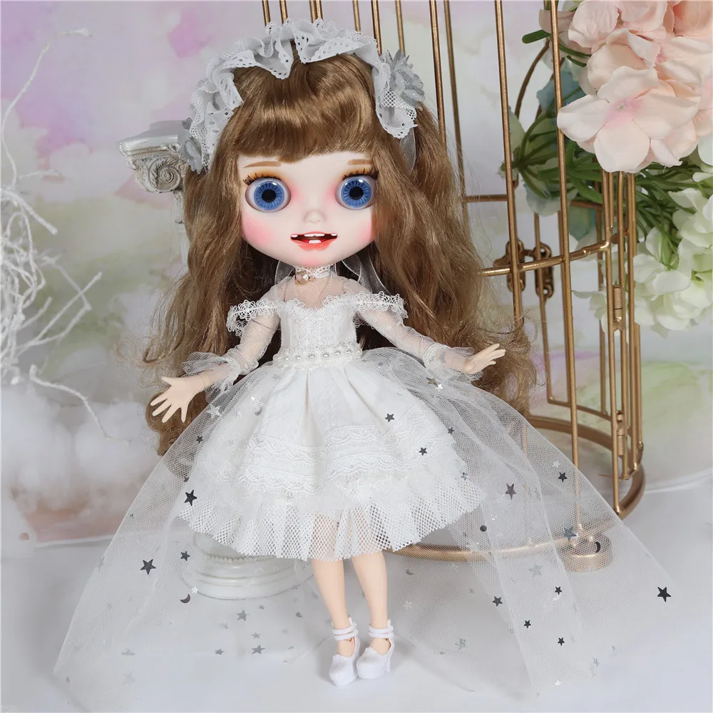 ICY Blyth кукла белая кожа резные губы открытый рот матовая индивидуальные лицо сустава тела красочные волосы - Цвет: Mona