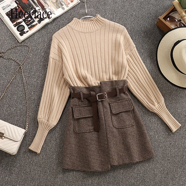 Женские вязаные простые свитера с круглым вырезом и рукавами фонариками топы +