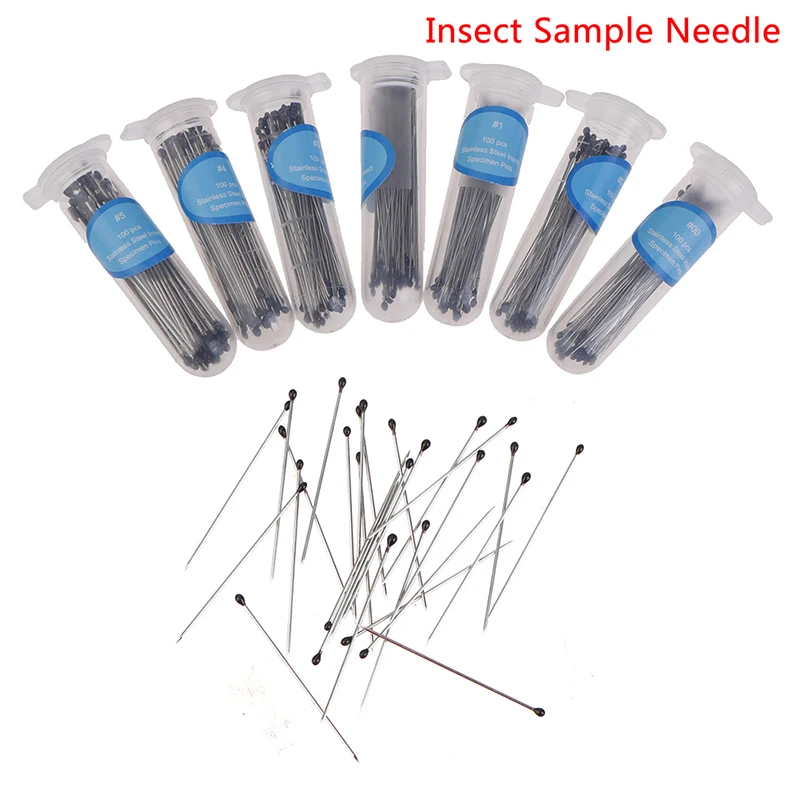 100 Pcs Insect Pins Specimen Needle Stainless Steel With Plastic Box
