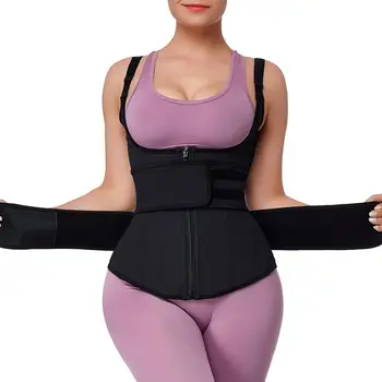 

Latex Double Belts Body Shaper Slimming Waist Trainer Cincher Vest Women 2020 New S-5XL